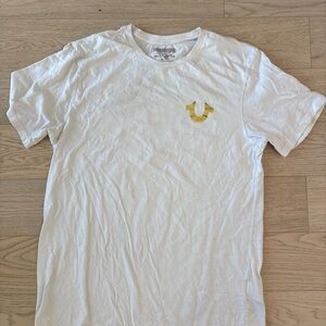 True Religion White Tee with Gold Logo